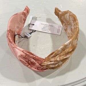 Anthropologie Pink and Gold Satin Headband